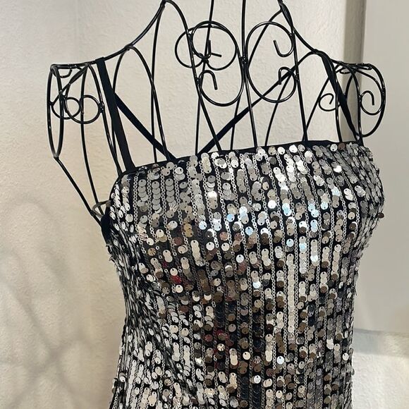 H&M black and silver Short Sequined Dress | size M | NWT - Picture 7 of 9